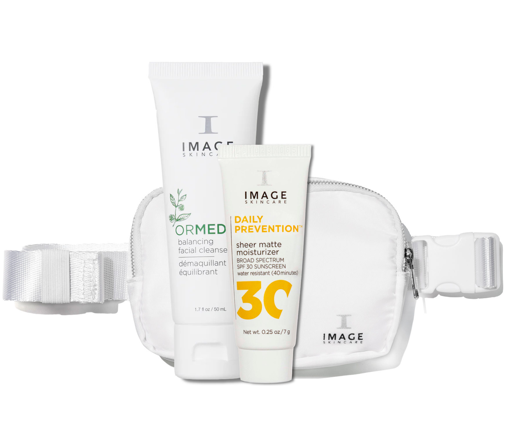 3 FREE GIFTS - IMAGE Branded Belt Bag + DAILY PREVENTION sheer matte moisturizer SPF 30 sample + ORMEDIC balancing cleanser sample